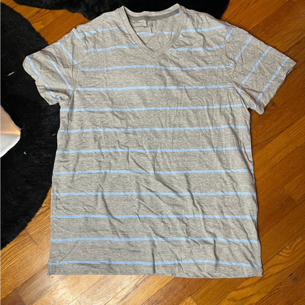 Old Navy Soft Wash Ultra Doux Tan & Blue Striped Shirt Size XL